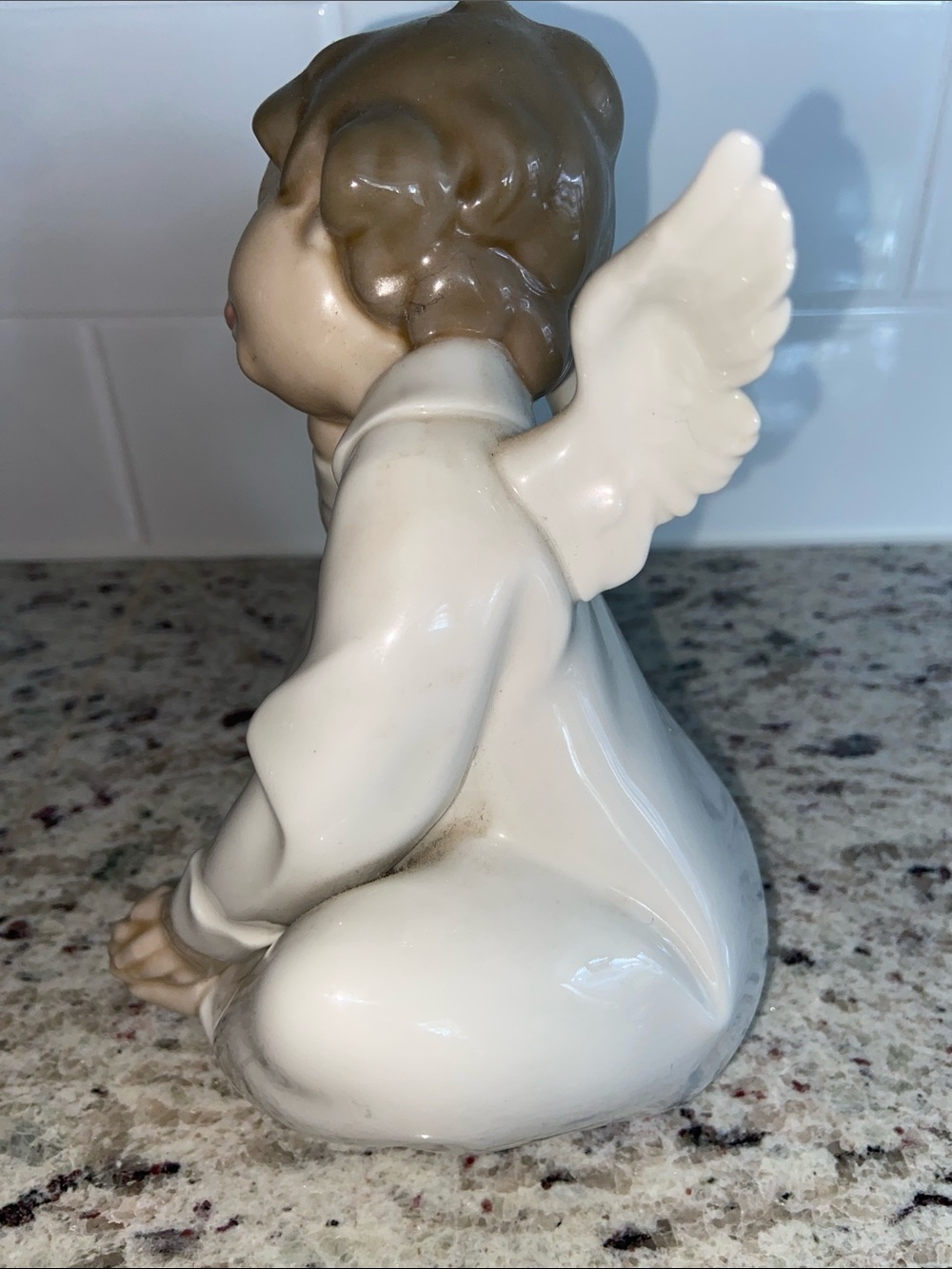 Lladro Porcelain Sleeping Angel Figurine in White and Light Brown - Picture 4 of 9